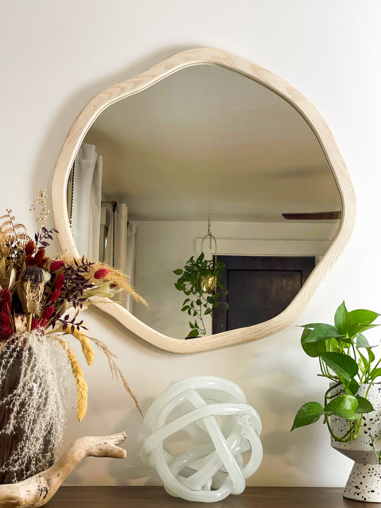 wavy custom wood mirror