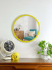 wooden wall mirror with yellow paint